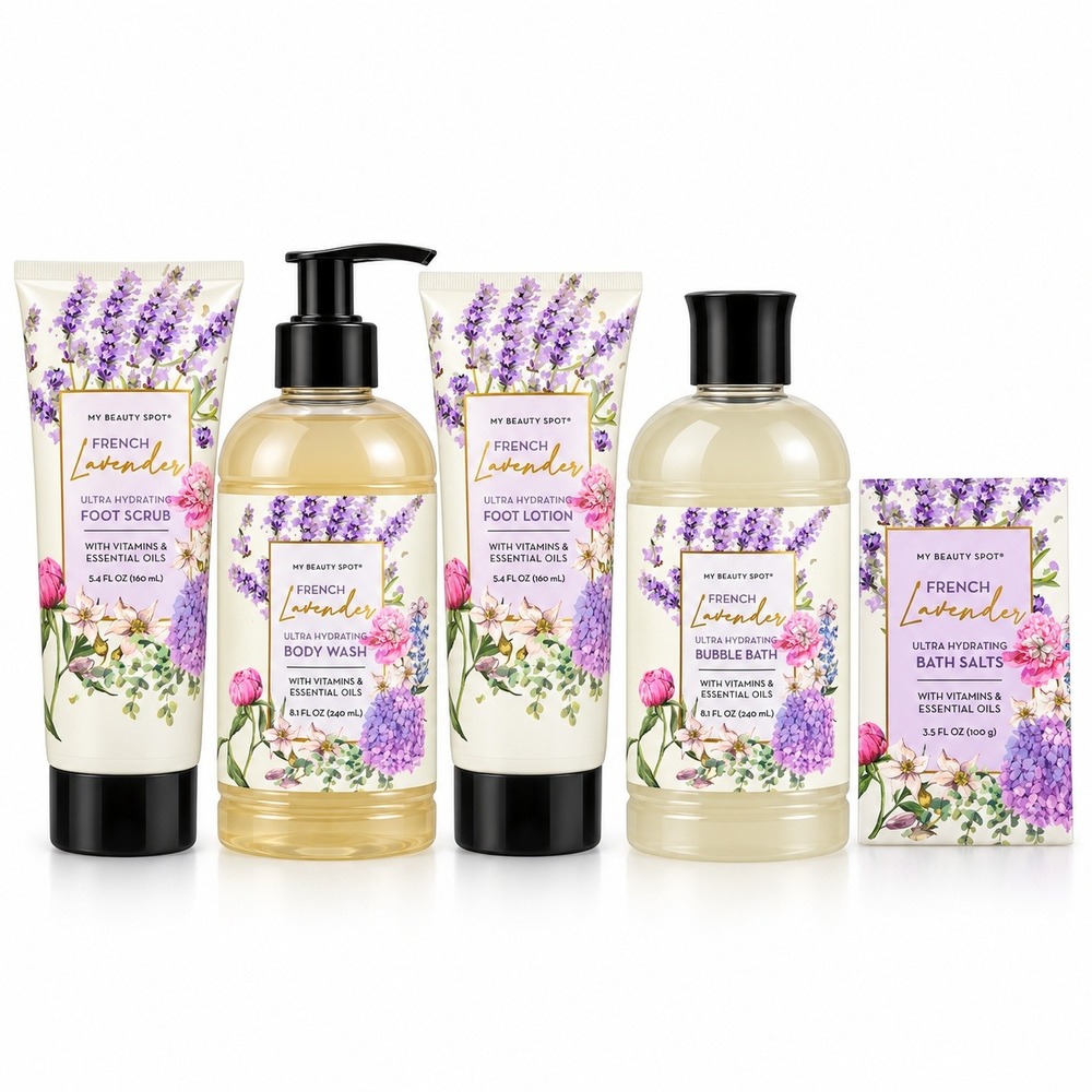 My Beauty Spot French Lavender 5pc Bath Body Set Unisex OS New Spa Gift Bundle